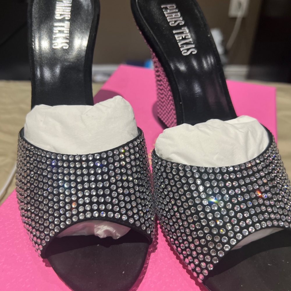 Paris Texas Holly Wanda Crystal Embellished Wedge Sandals - Picture 3 of 6